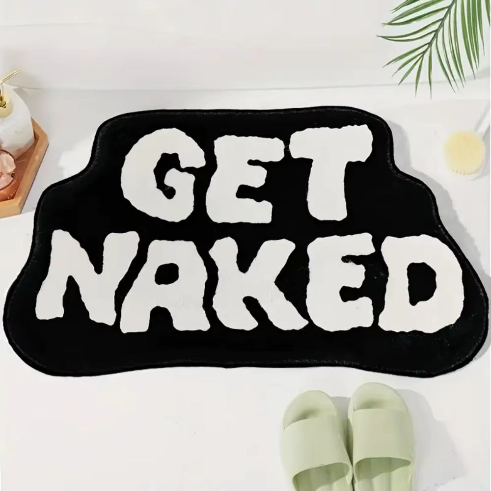 "Get Naked" Tufted Bath Mat | Funny Aesthetic Bathroom Decor