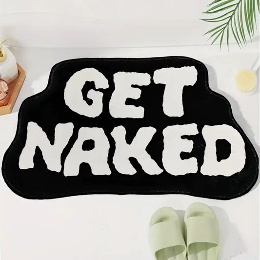 "Get Naked" Tufted Bath Mat | Funny Aesthetic Bathroom Decor