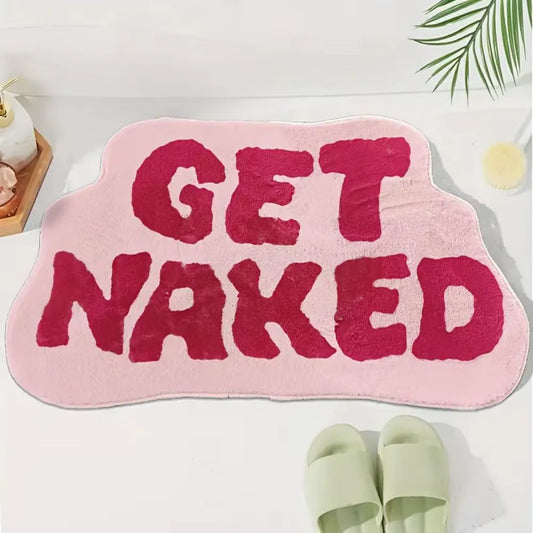 "Get Naked" Tufted Bath Mat | Funny Aesthetic Bathroom Decor