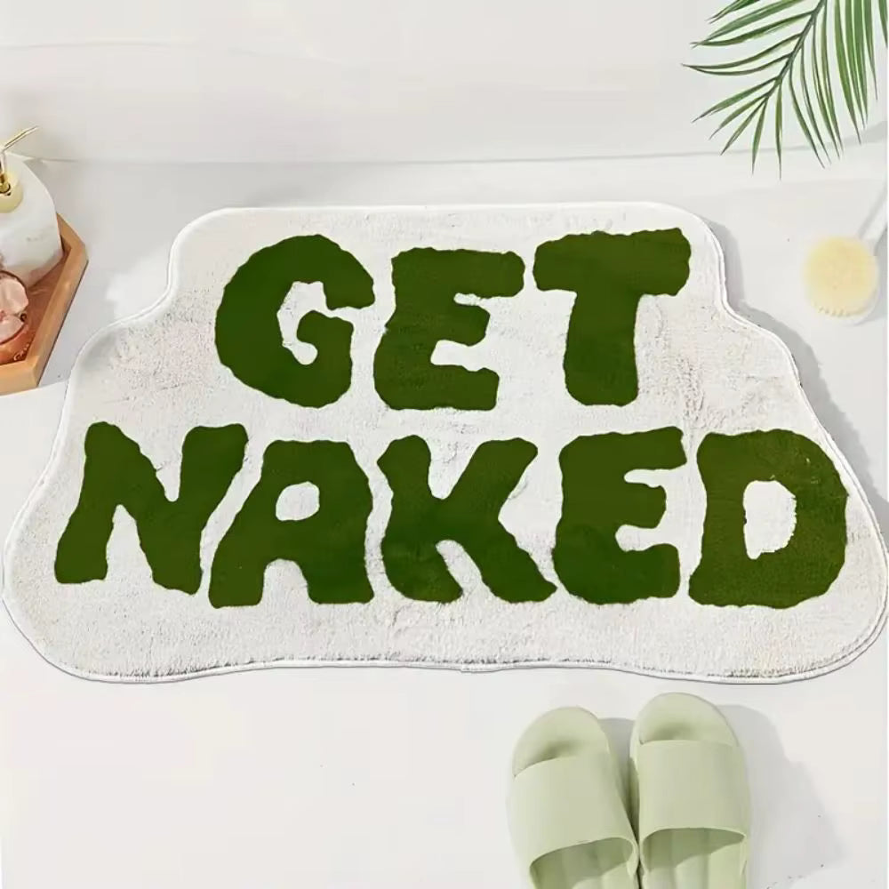 "Get Naked" Tufted Bath Mat | Funny Aesthetic Bathroom Decor