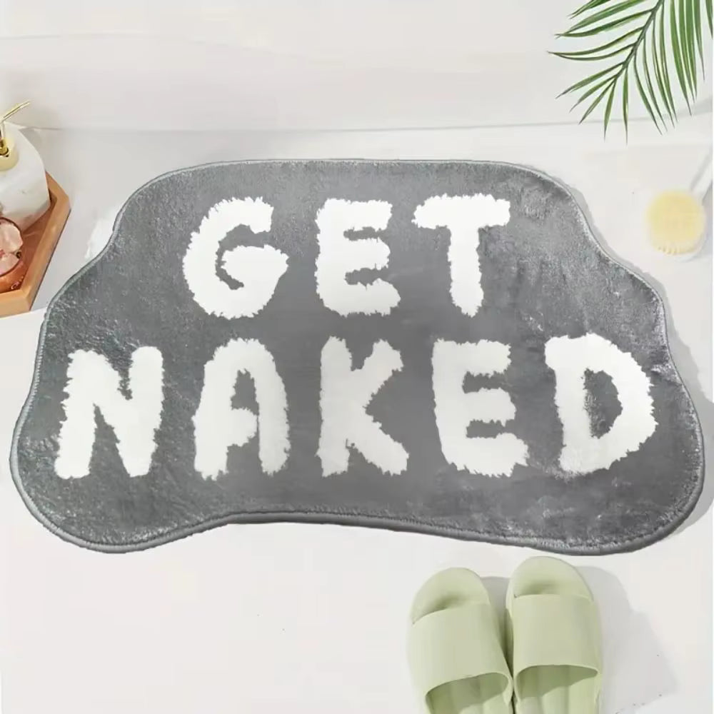 "Get Naked" Tufted Bath Mat | Funny Aesthetic Bathroom Decor