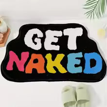 "Get Naked" Tufted Bath Mat | Funny Aesthetic Bathroom Decor